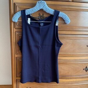 The Limited Navy Ribbed Sleeveless Tank